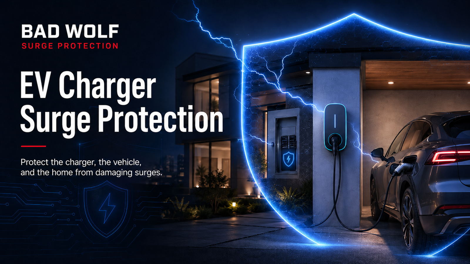 EV charger surge protection for a home Level 2 charger and electric vehicle