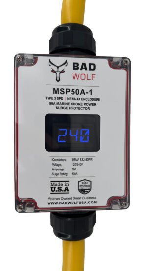 Bad Wolf MSP50A-1 50 amp 120/240V marine shore power surge protector
